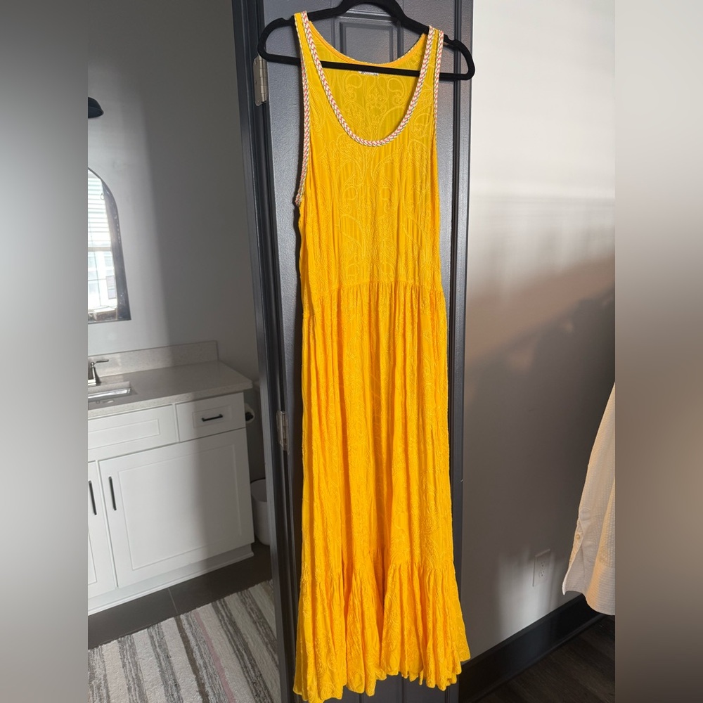 Free People Yellow Maxi Dress with Lace Detail